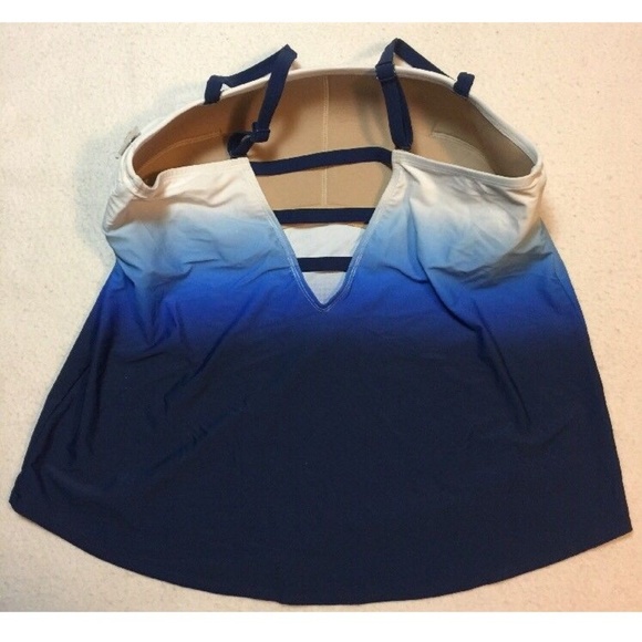 Lane Bryant 20 Tankini Top Ombré Shelf Bra Swim - Picture 6 of 8